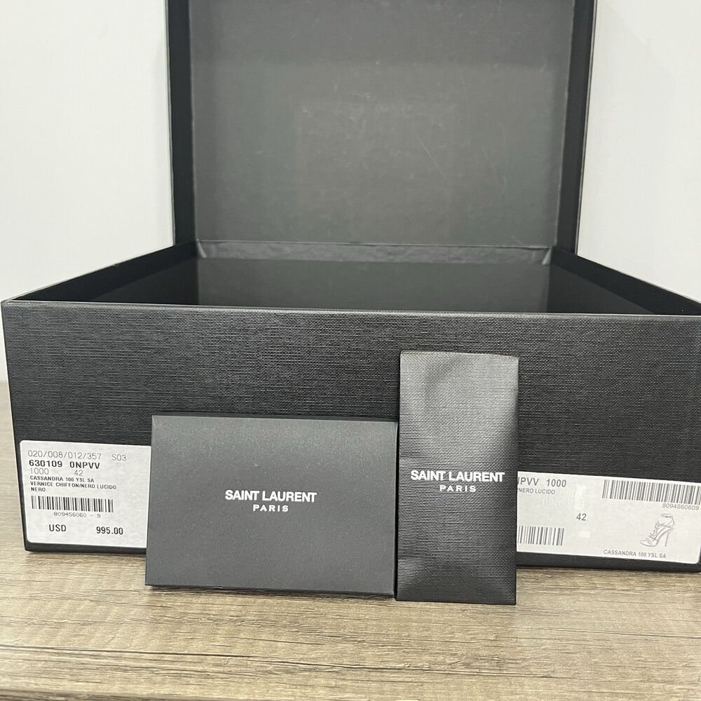 Saint Laurent Cassandra YSL Logo Sandals Black Size 42 Used - Picture 13 of 14